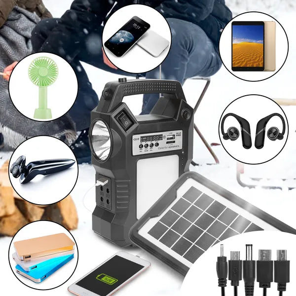 Solar power station USB and device charging ports