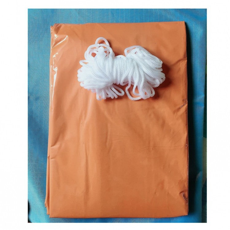 White rope on an orange sheet with a blue background