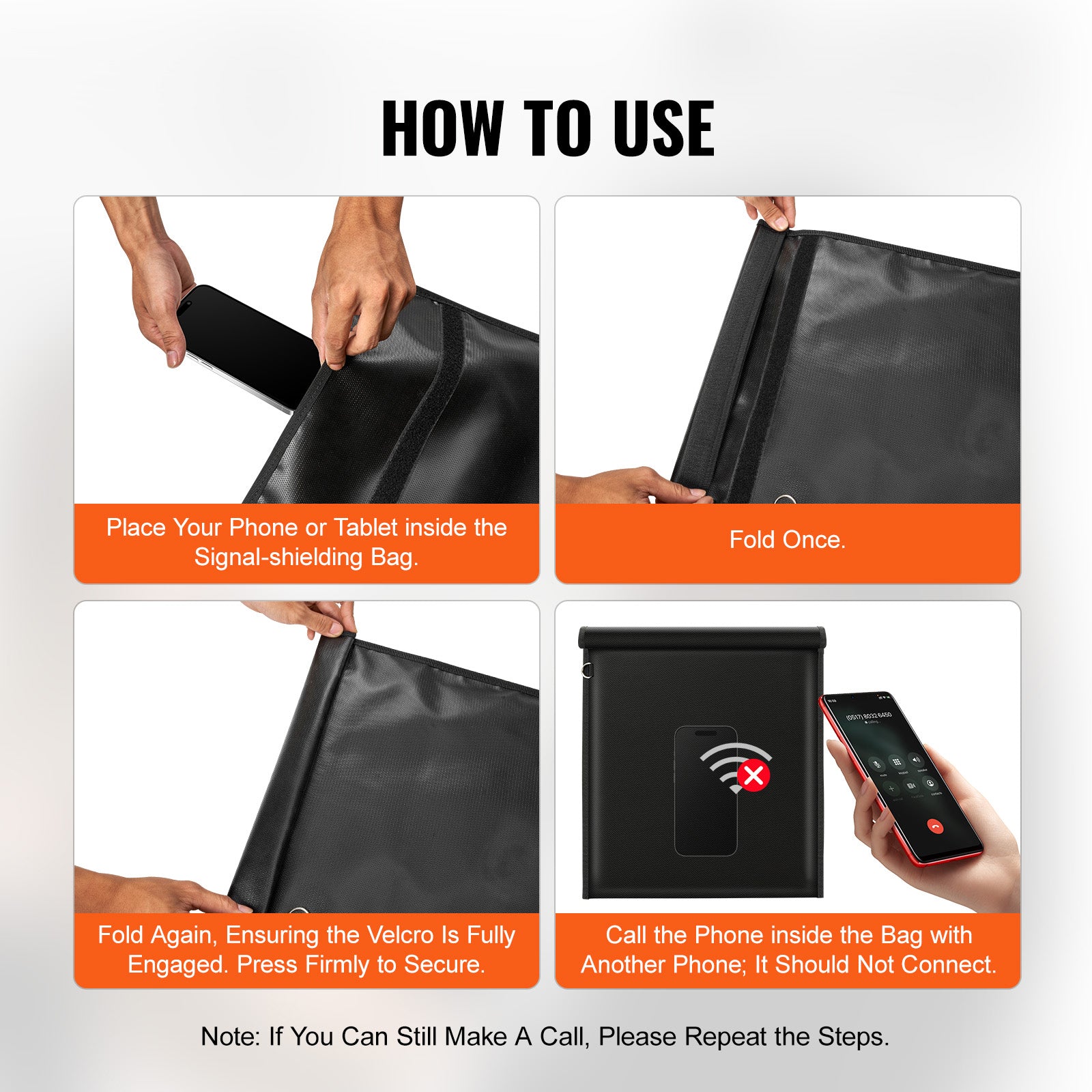 Instructions on how to use a signal-shielding bag with text and images.