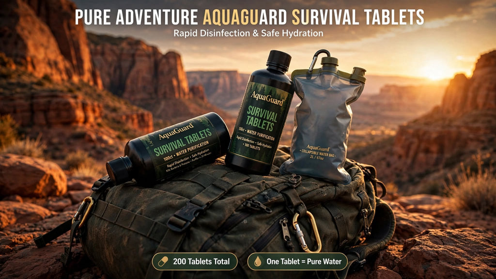 AquaGuard Water Purification Tablets – 200-Count Kit with Water Bag