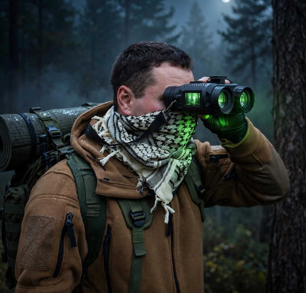 ApexVision TrailGuard Pro 4K Tactical Recon Binoculars - Day/Night Vision Goggles WiFi + 64GB