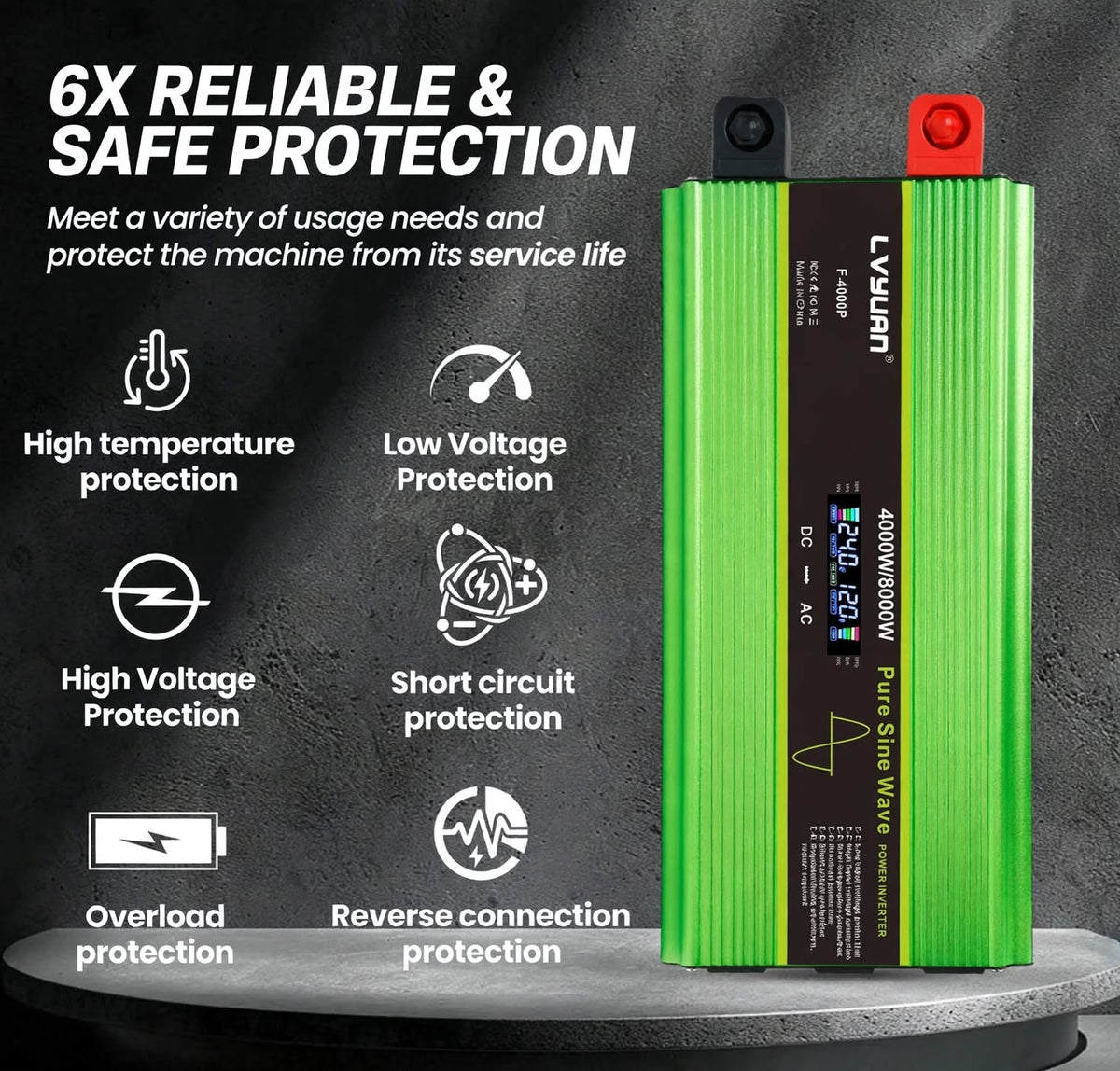 4000W Rated 24V Pure Sine Wave Inverter - 8000W Peak Off-Grid SHTF Emergency Power