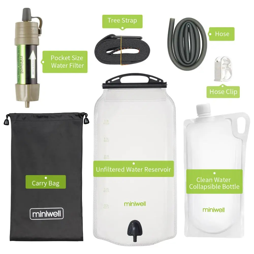 Gravity Water Filter Survival Kit 0.1 Micron Camping Hiking Emergency Preparedness