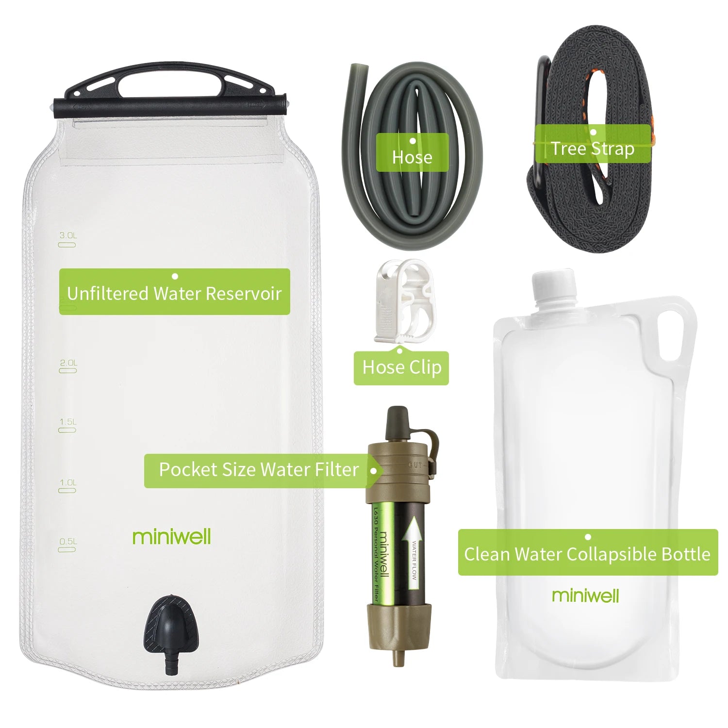 Gravity Water Filter Survival Kit 0.1 Micron Camping Hiking Emergency Preparedness