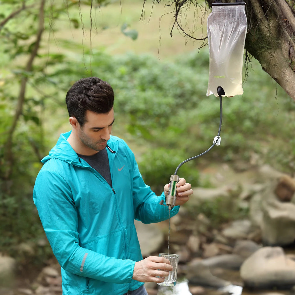 Gravity Water Filter Survival Kit 0.1 Micron Camping Hiking Emergency Preparedness