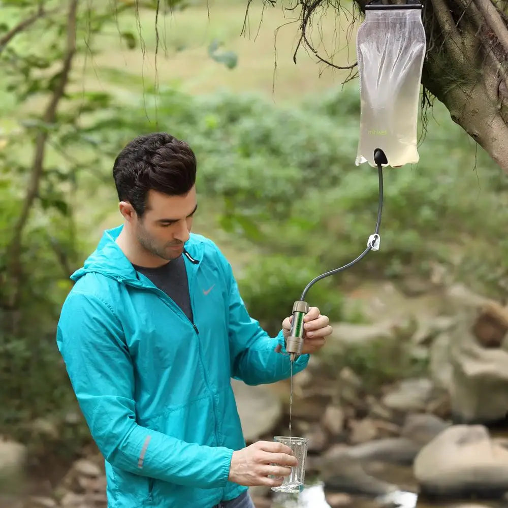 Gravity Water Filter Survival Kit 0.1 Micron Camping Hiking Emergency Preparedness