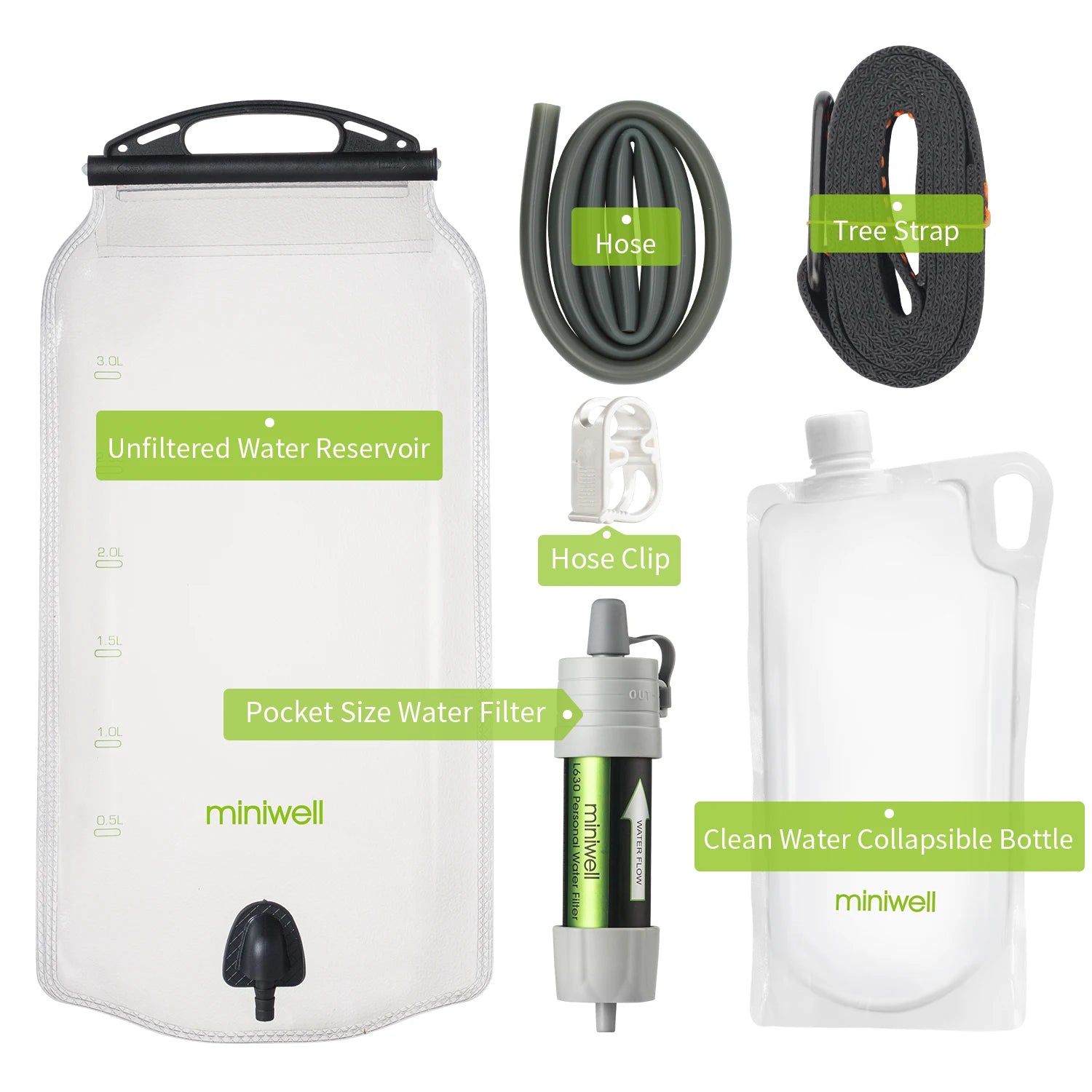 Gravity Water Filter Survival Kit 0.1 Micron Camping Hiking Emergency Preparedness