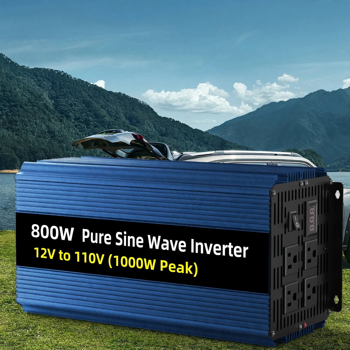 800W Pure Sine Wave Inverter 12V to 110V (1000W Peak) - Prepper Emergency Power