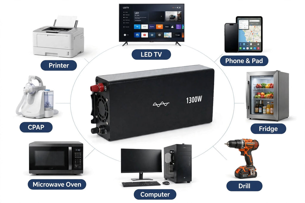 Inverter 1300W and devices powered by it. 