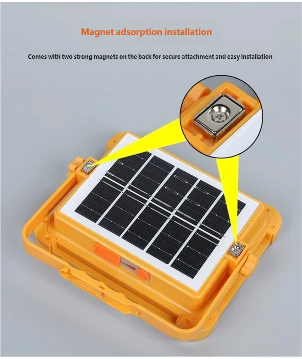 Solar Camping Light with Power Bank, IP66 Waterproof USB Rechargeable Emergency Flood Lamp