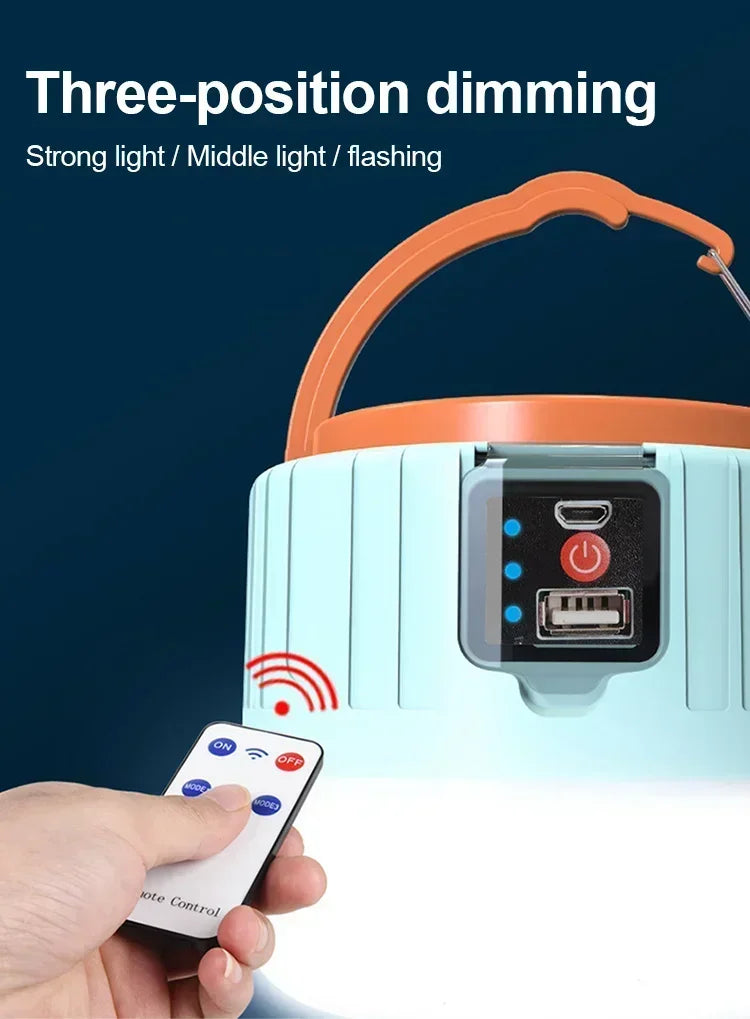 Solar Power Lantern Multi-Mode Rechargeable LED Camping Light with Power Bank