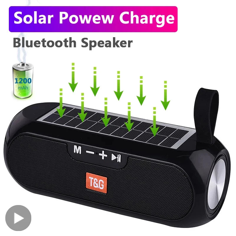 Radio Solar Charging Portable T&G TG182 Wireless Bluetooth Speaker with Auto FM Radio Tuner & 10W Loud Stereo Sound