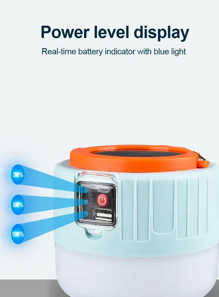 Solar Power Lantern Multi-Mode Rechargeable LED Camping Light with Power Bank