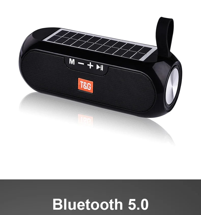 Radio Solar Charging Portable T&G TG182 Wireless Bluetooth Speaker with Auto FM Radio Tuner & 10W Loud Stereo Sound