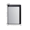 Black mesh pouch with dimensions indicated on a white background