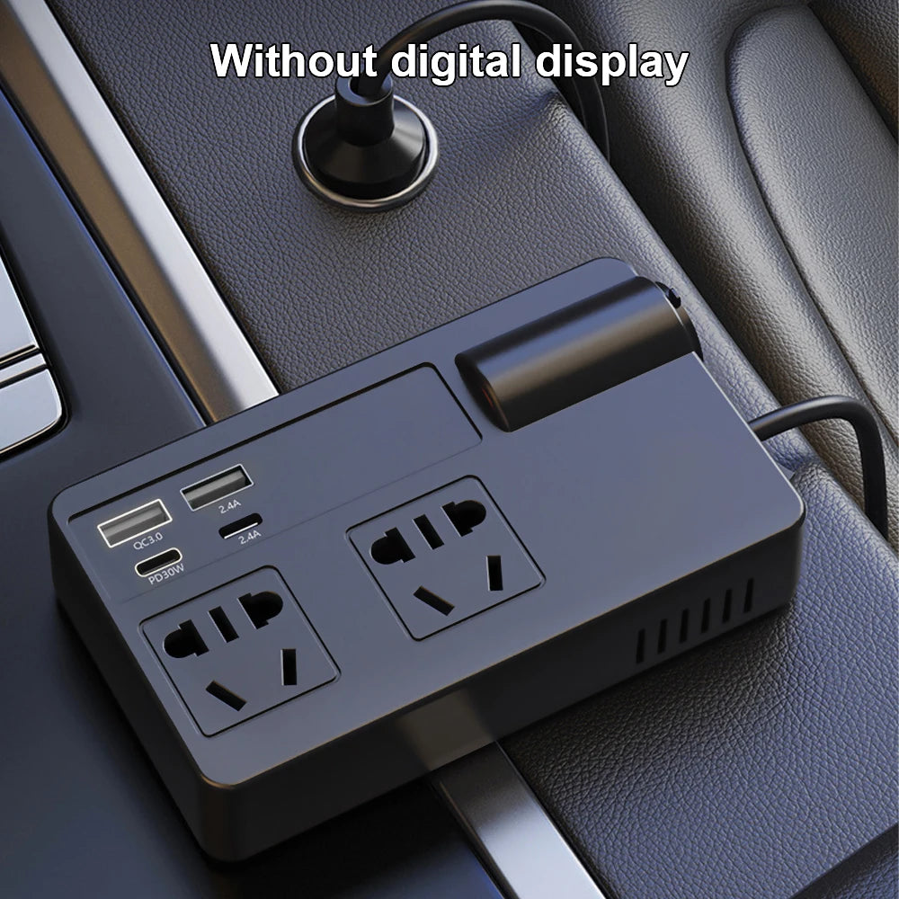 Inverter 12V to 220V 220W – Portable Car Power Adapter with AC Outlet & Multi-Protection