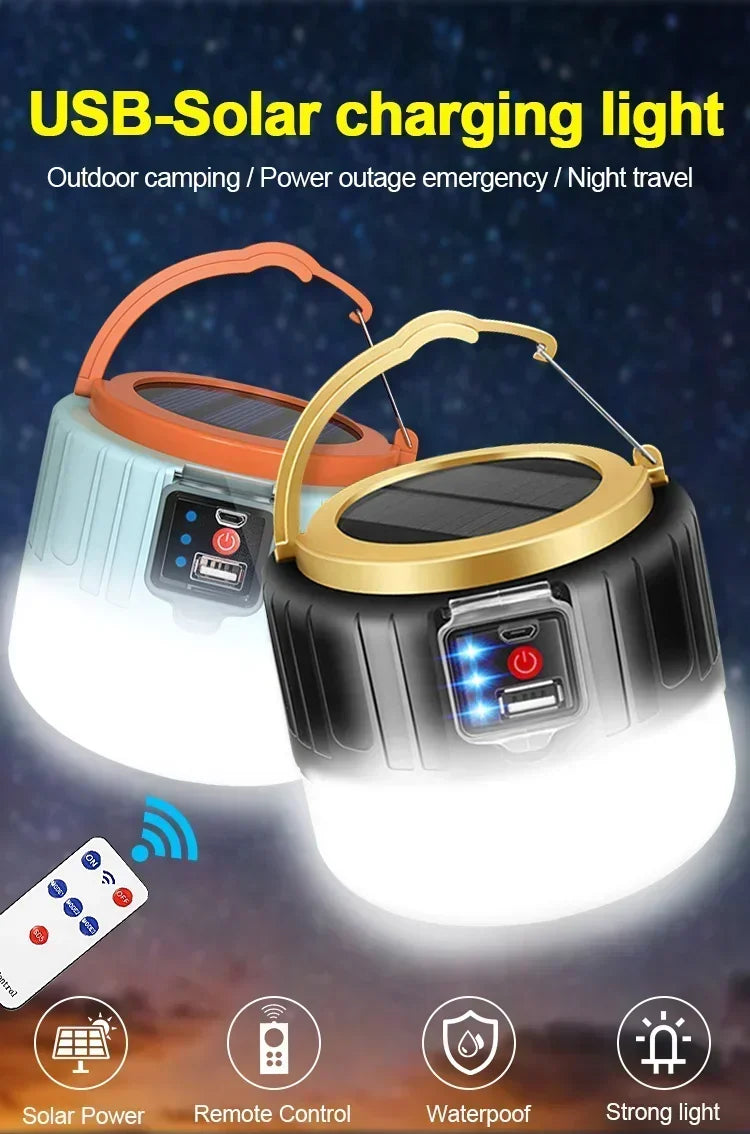 Solar Power Lantern Multi-Mode Rechargeable LED Camping Light with Power Bank