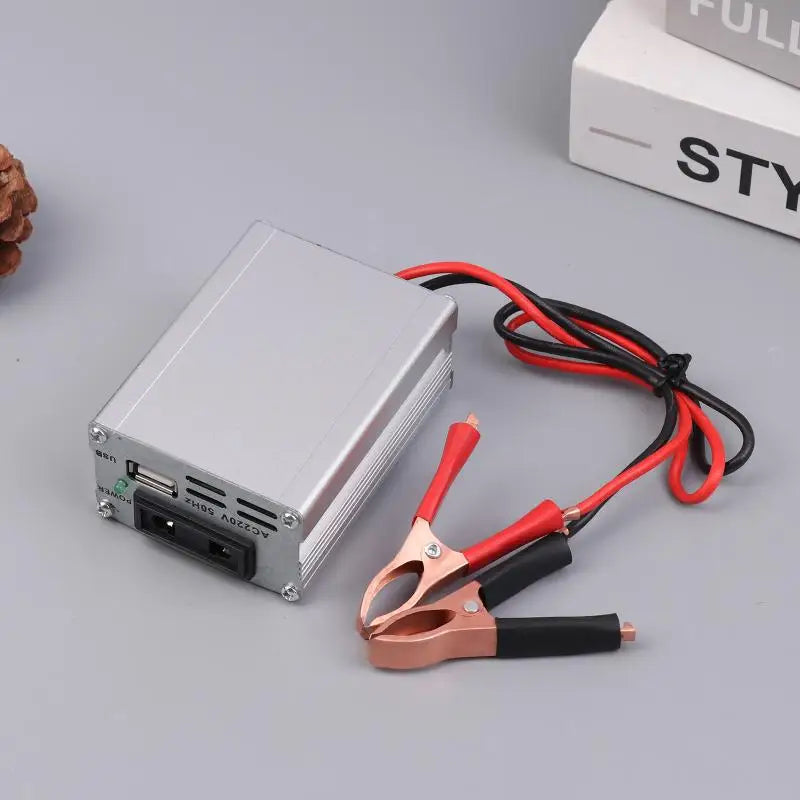Inverter 220W 12V to 220V – Portable Car & Solar Power Converter with USB & Battery Clips