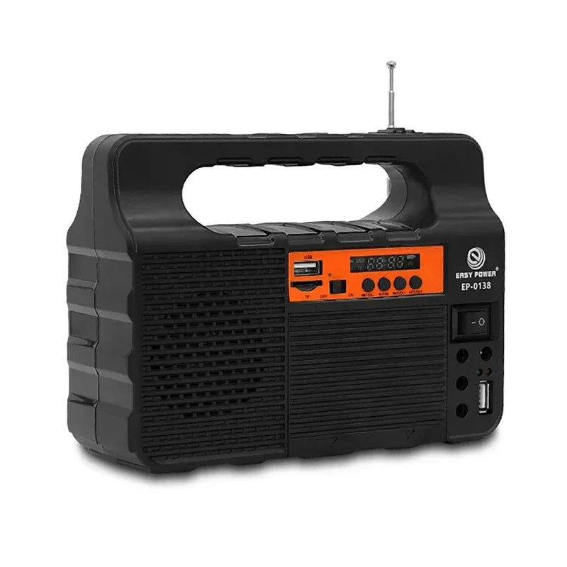 Solar Generator Lighting Kit with Solar Panel, 3 LED Bulbs, FM Radio & Bluetooth Speaker.