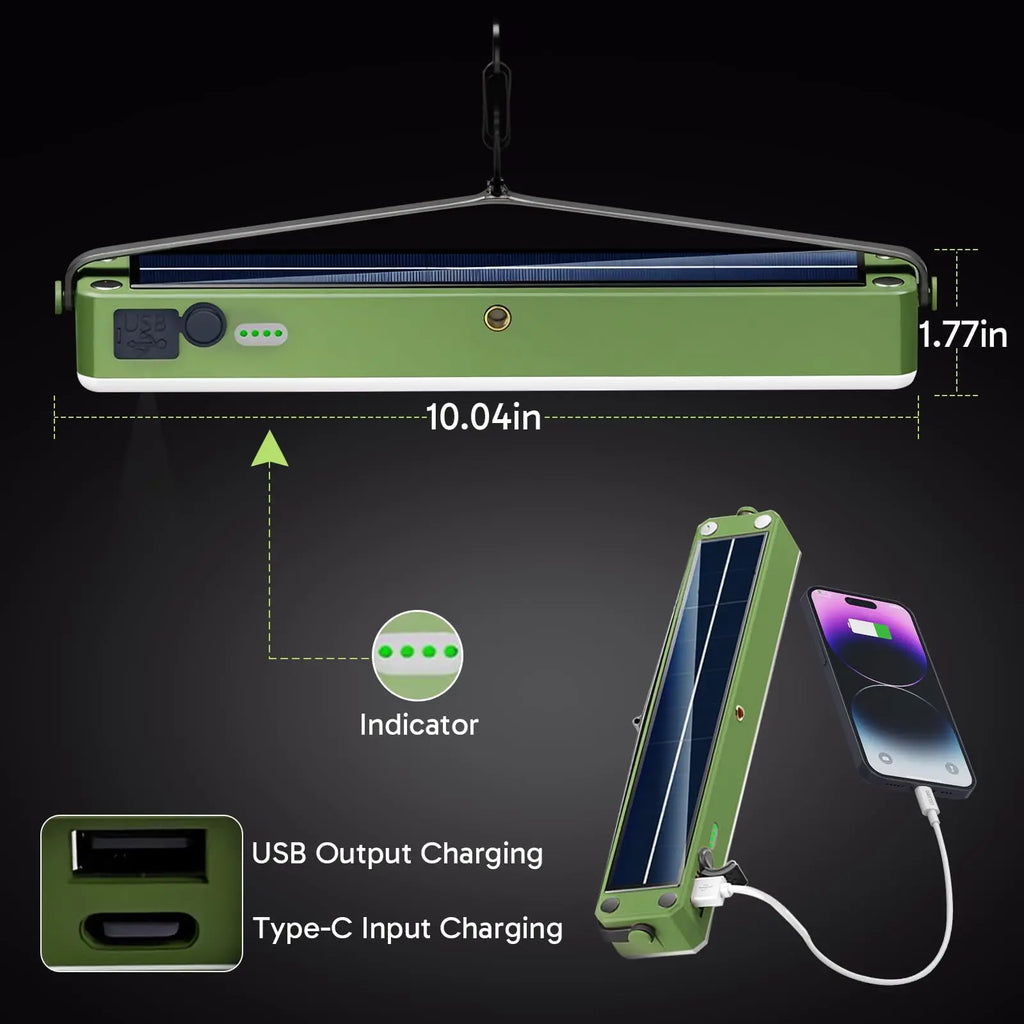 Solar Camping Lantern - 5400mAh Power Bank,2500LM IPX5 Waterproof,4 Modes & Magnetic Hook - Portable Camping Light Bar for Tent
