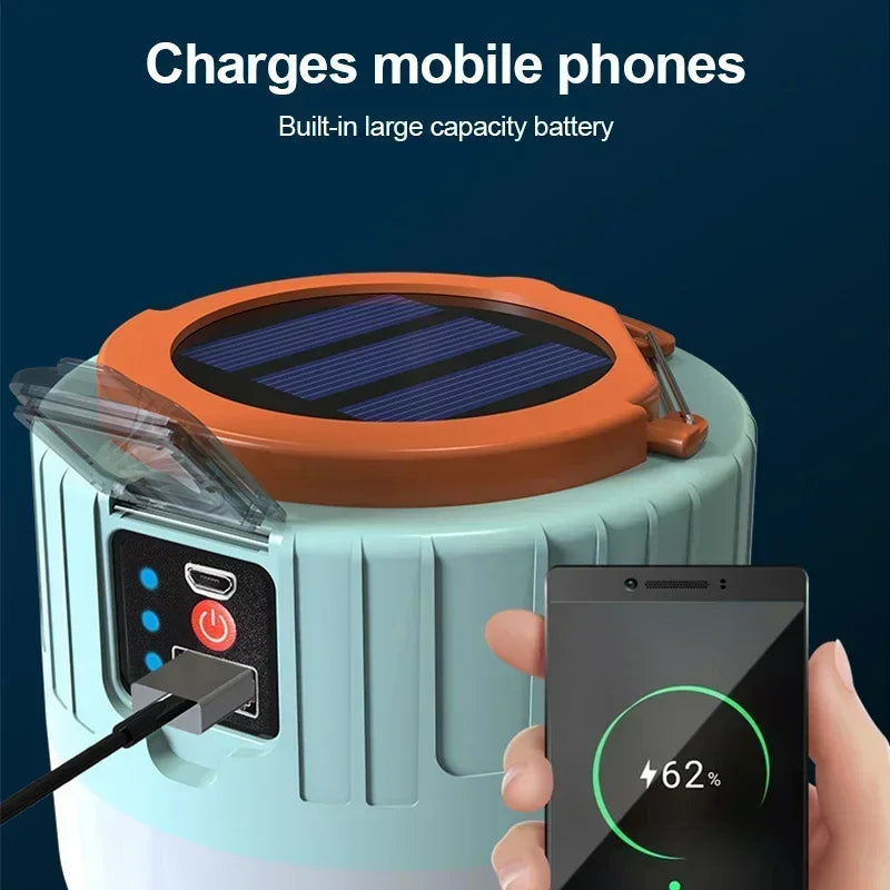 Solar Power Lantern Multi-Mode Rechargeable LED Camping Light with Power Bank