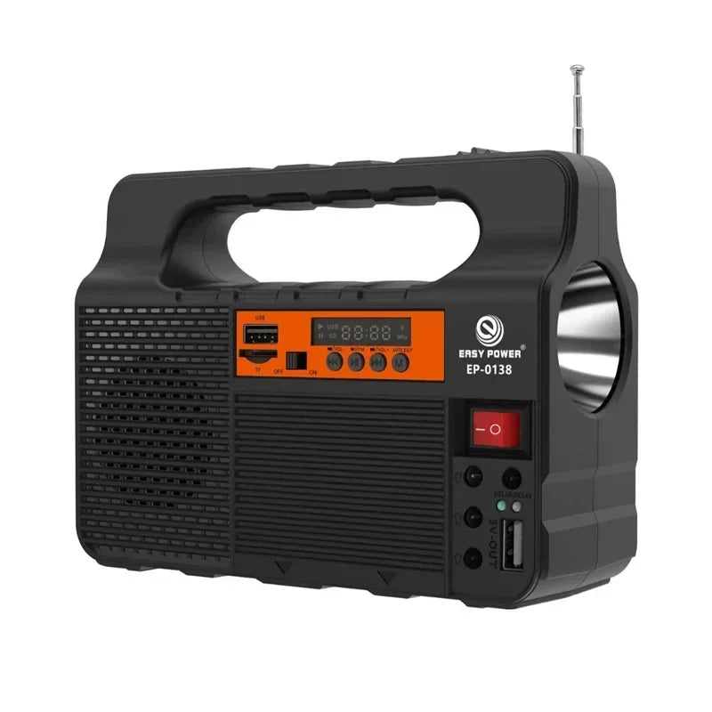 Solar Generator Lighting Kit with Solar Panel, 3 LED Bulbs, FM Radio & Bluetooth Speaker.