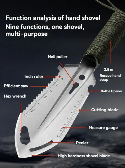 6-in-1 Folding Survival Trowel Paracord Wrapped Multi-Tool Camping Hiking Emergency