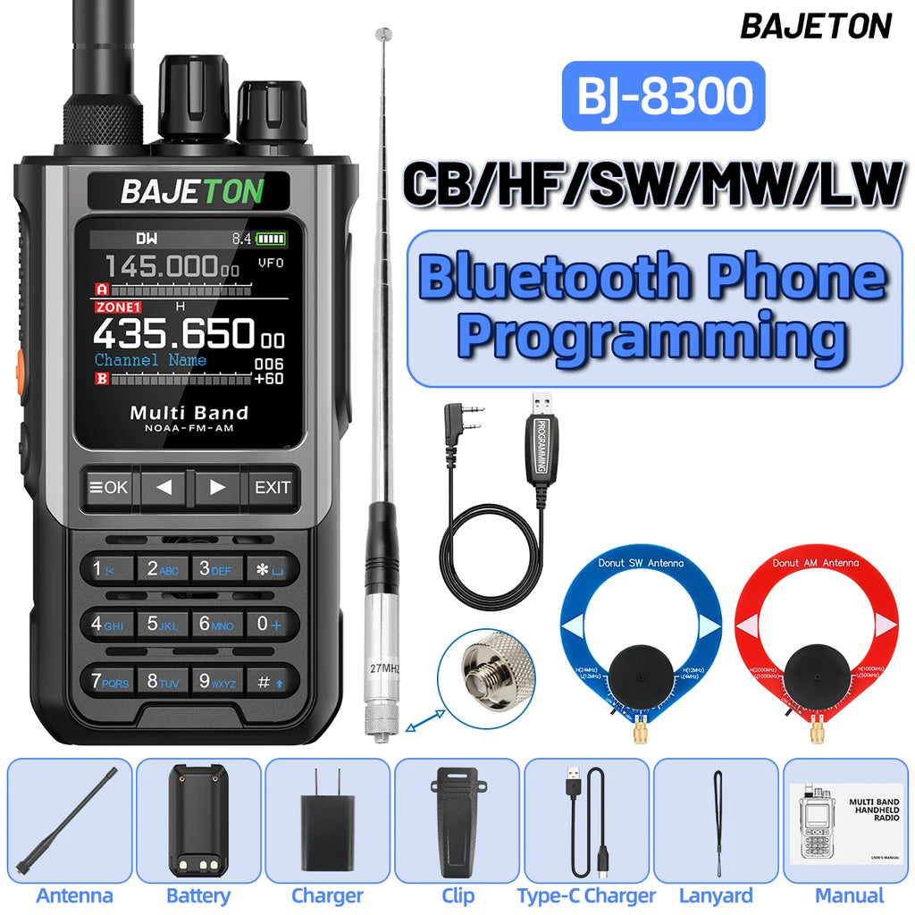 Bajeton BJ-8300 radio communication device with accessories on a white background