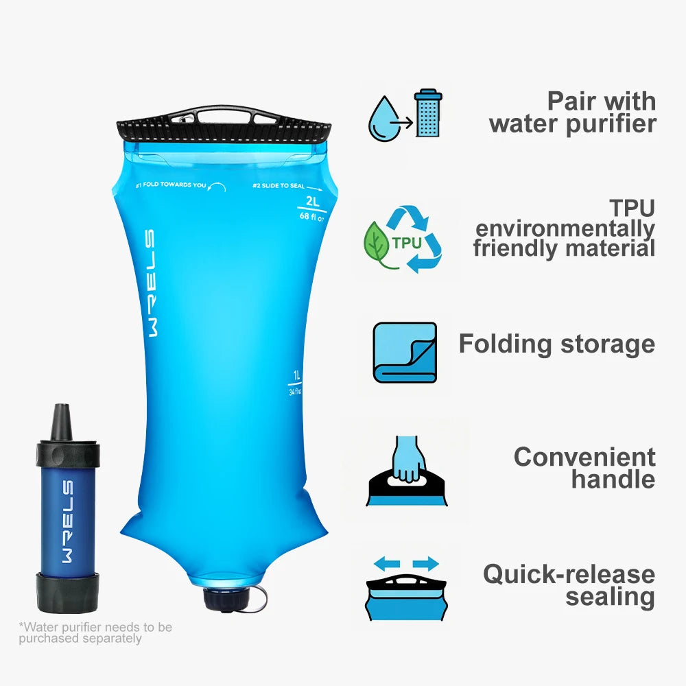 Collapsible Water Bag 3L – BPA-Free TPU, Gravity Filter Compatible, Camping & Survival