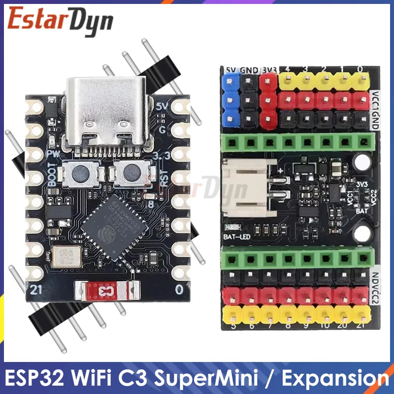 Two electronic boards with connectors and labels on a white background, featuring the brand 'EstarDyn'.
