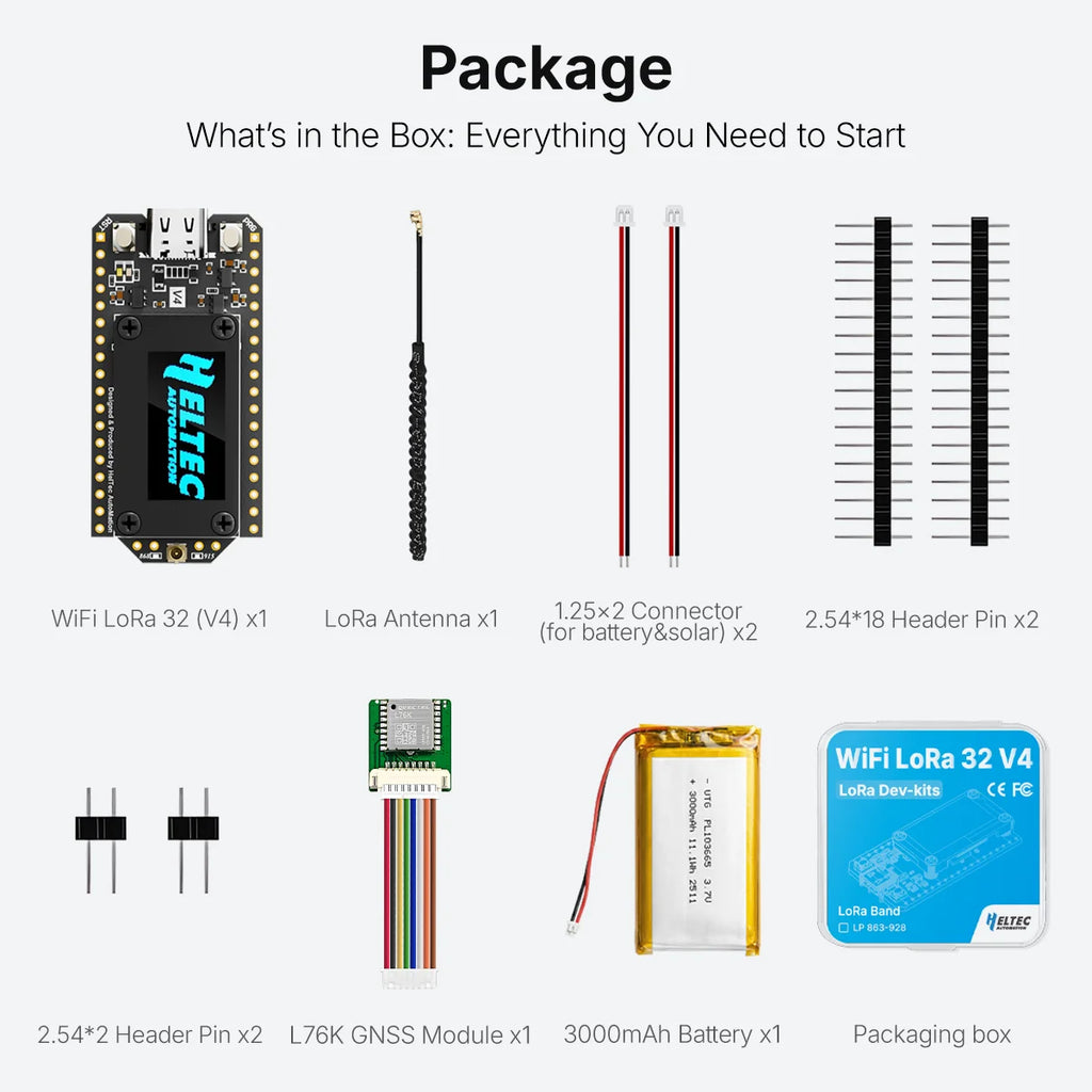 Heltec V4 ESP32 LoRa 32 Dev-Board Meshtastic Kit With Battery ESP32-S3 SX1262 28dBm OLED Display for Meshtastic WiFi IoT Arduino