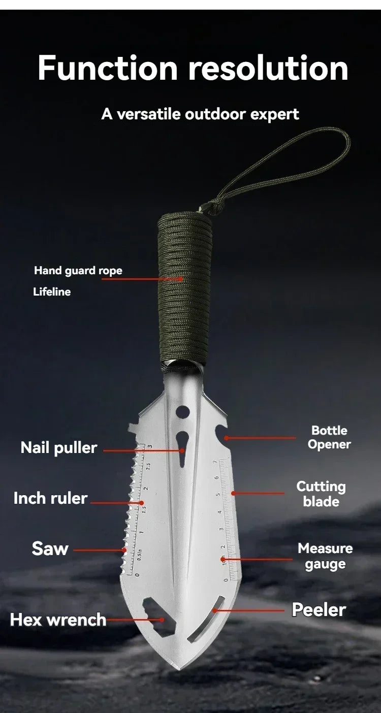 6-in-1 Tactical Micro-Survival Trowel | Paracord-Wrapped Multi-Mission Tool