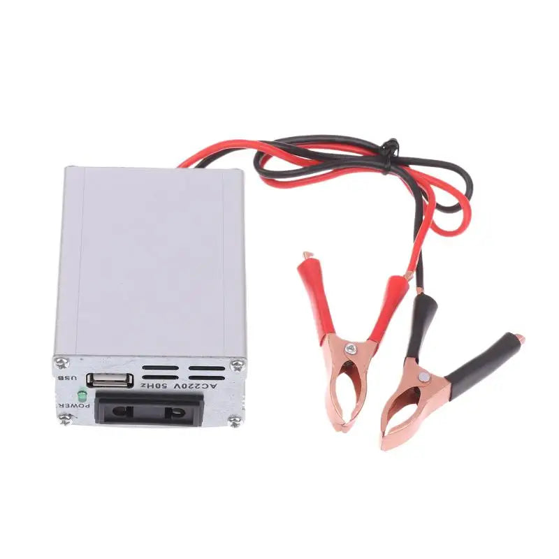 Inverter 220W 12V to 220V – Portable Car & Solar Power Converter with USB & Battery Clips