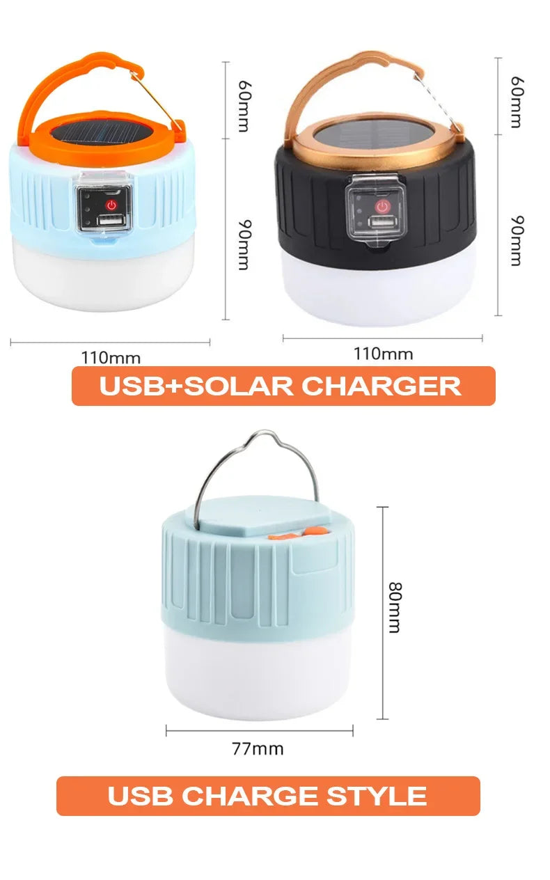 Solar Power Lantern Multi-Mode Rechargeable LED Camping Light with Power Bank