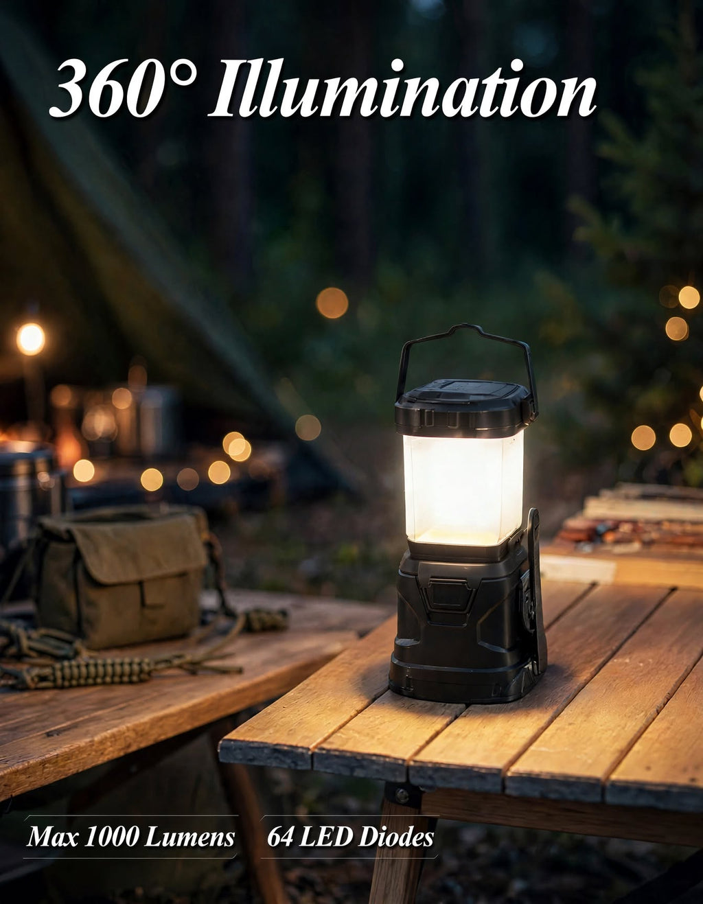 360° Emergency Camping Lantern - 1000LM Survival Light for Power Outage, Hurricane & Bug Out