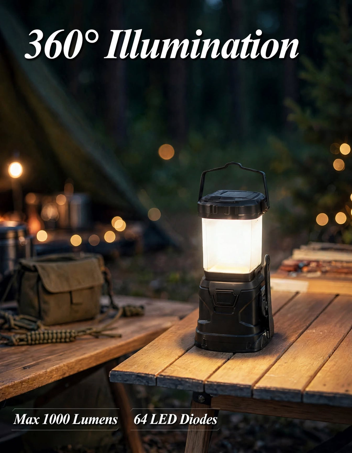 360° Emergency Camping Lantern - 1000LM Survival Light for Power Outage, Hurricane & Bug Out