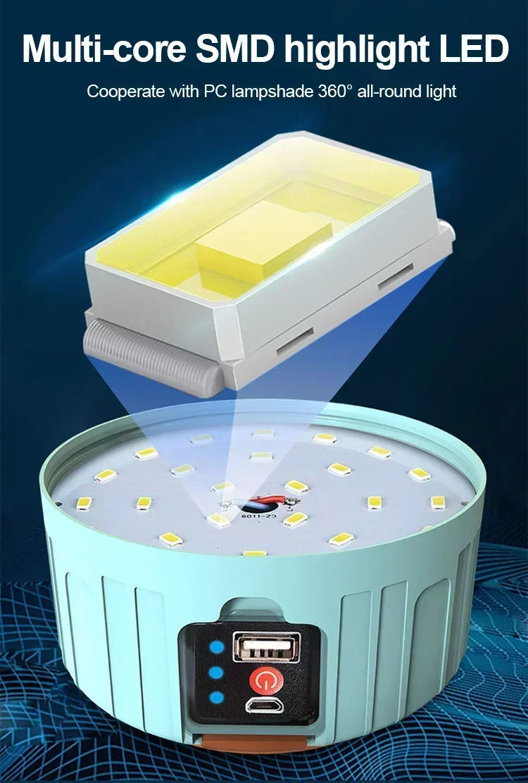 Solar Power Lantern Multi-Mode Rechargeable LED Camping Light with Power Bank