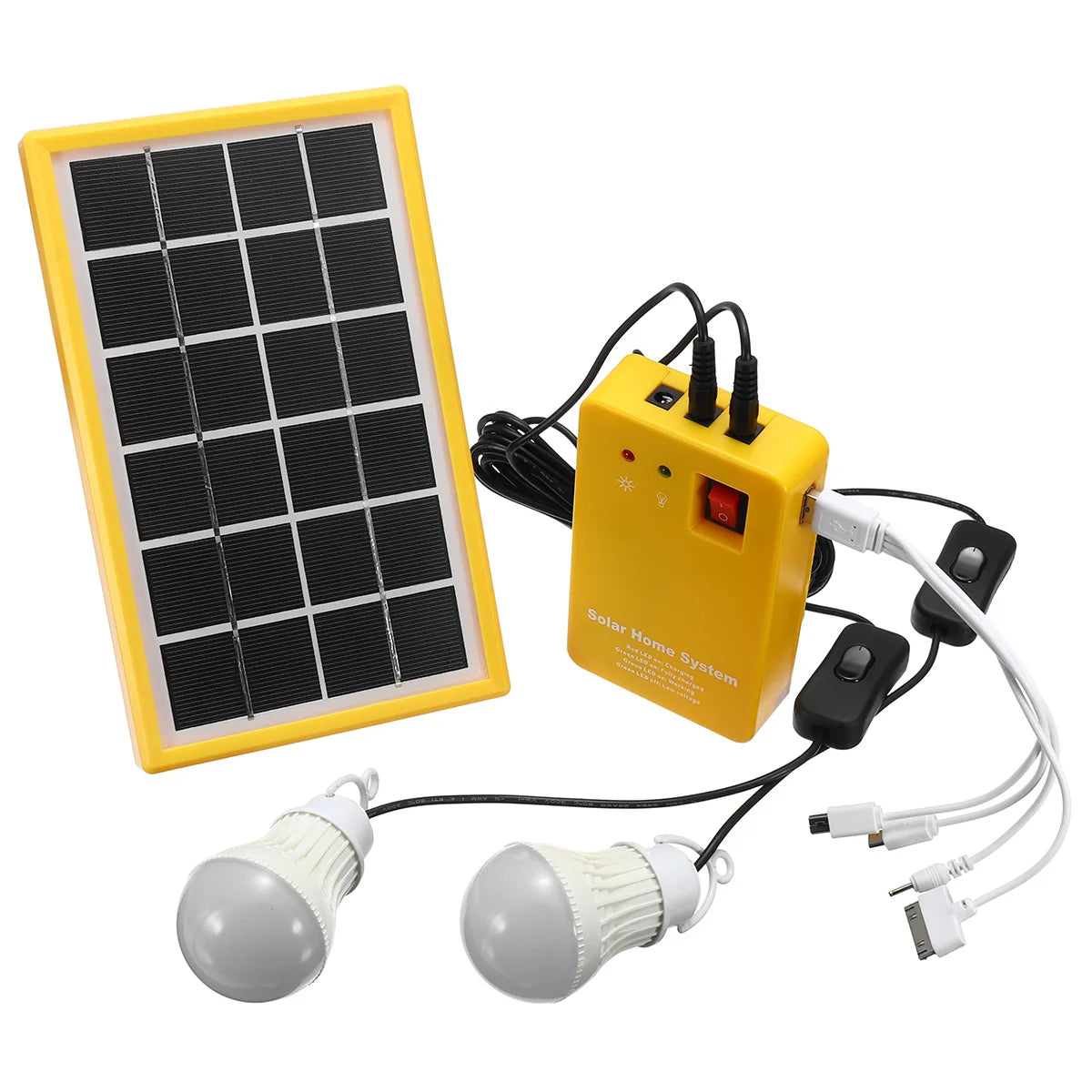 Generator Solar Panel Home System Kit With 3 LED Bulbs Solar Lamp Emergency Light 4 Heads USB Charging for Outdoor Garden