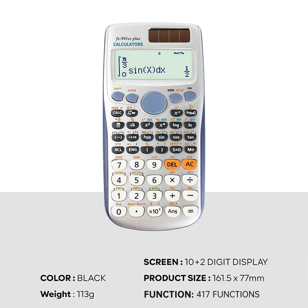 417-Function Scientific Calculator – Dual Power, 10+2 Digit Display