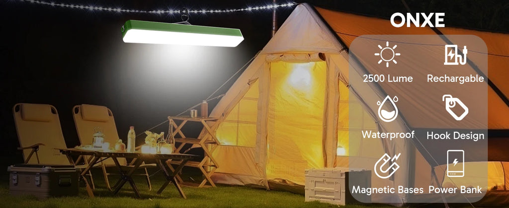 Solar Camping Lantern - 5400mAh Power Bank,2500LM IPX5 Waterproof,4 Modes & Magnetic Hook - Portable Camping Light Bar for Tent