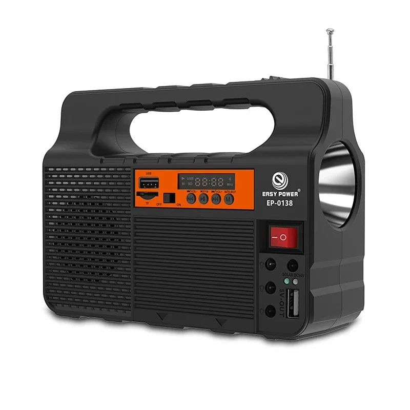 Solar Generator Lighting Kit with Solar Panel, 3 LED Bulbs, FM Radio & Bluetooth Speaker.