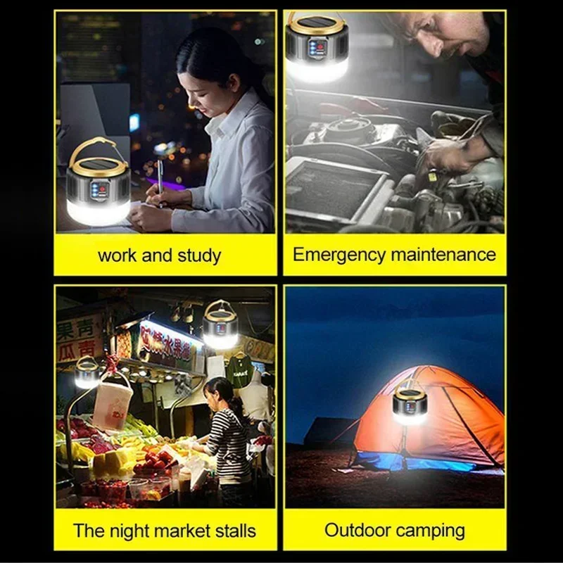 Solar Power Lantern Multi-Mode Rechargeable LED Camping Light with Power Bank