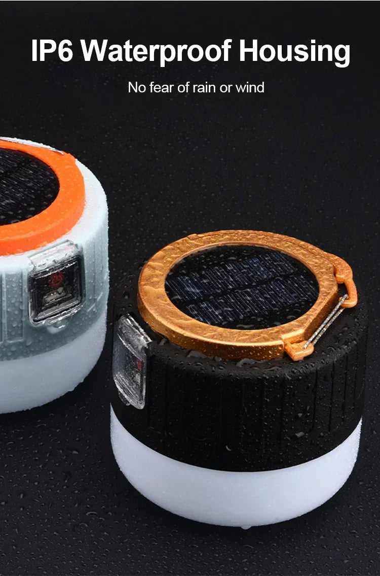 Solar Power Lantern Multi-Mode Rechargeable LED Camping Light with Power Bank