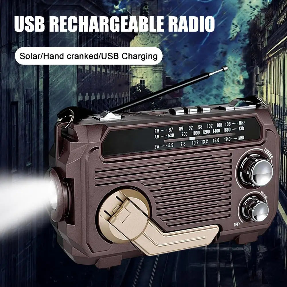 Hand Crank Emergency Radio, Solar  Portable Bluetooth 5.2 Speaker with AM/FM, TF Card, USB & LED Flashlight