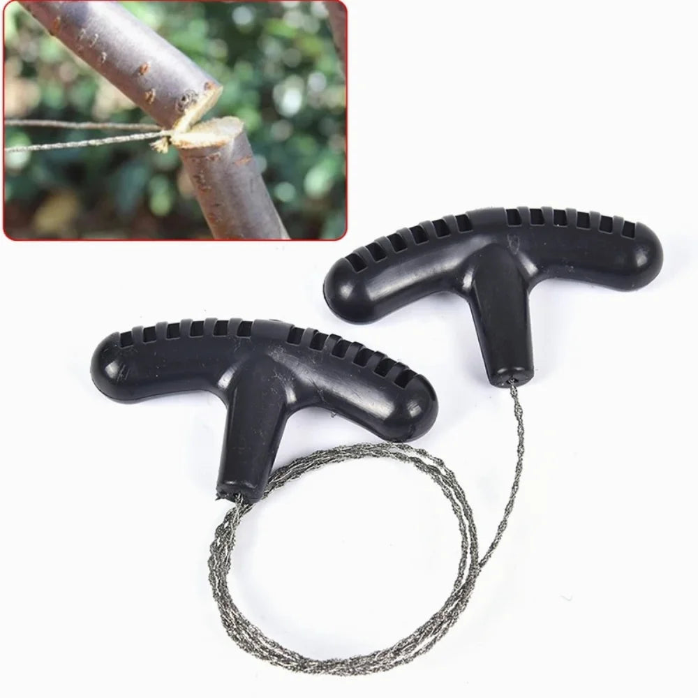 Two black wire cutters with a coiled wire on a white background, inset showing wire cutting a branch.