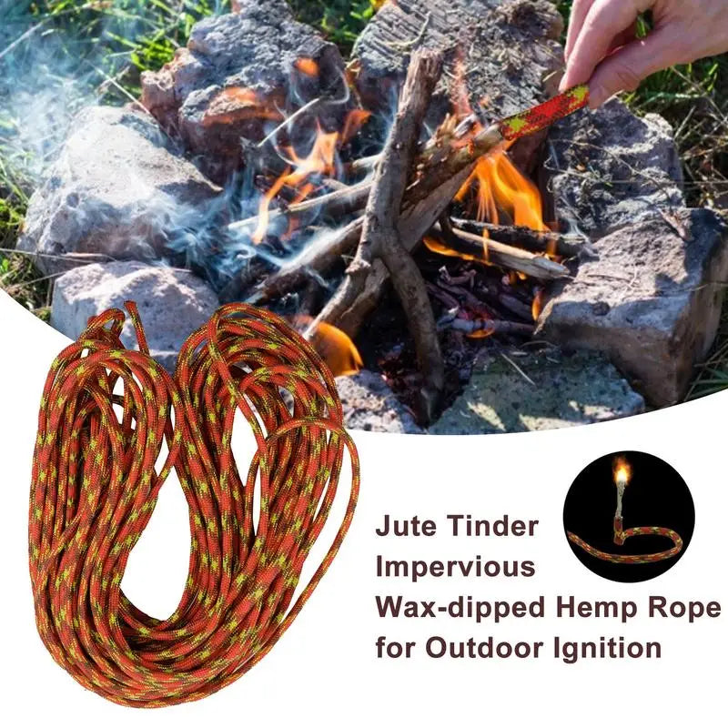 Trend Pulse M – Ember Cord – 25ft Wax-Dipped Hemp Tinder Rope | All-Weather Fire Starting Cord for Survival & Bushcraft