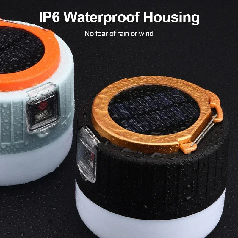 Solar Power Lantern Multi-Mode Rechargeable LED Camping Light with Power Bank