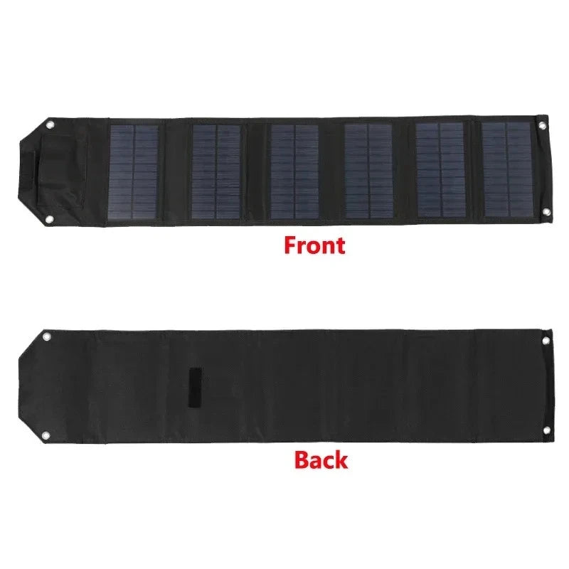 Solar panel with front and back views on a white background