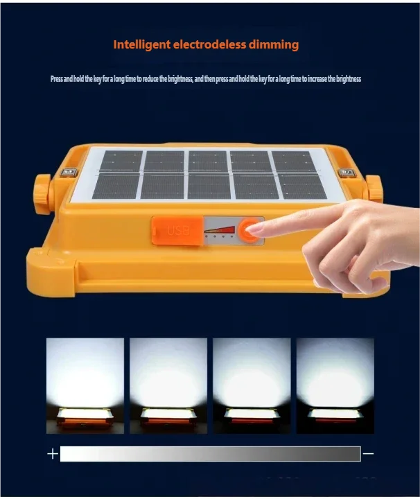 Solar Camping Light with Power Bank, IP66 Waterproof USB Rechargeable Emergency Flood Lamp
