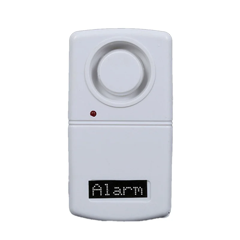 White alarm sensor with digital display on a white background